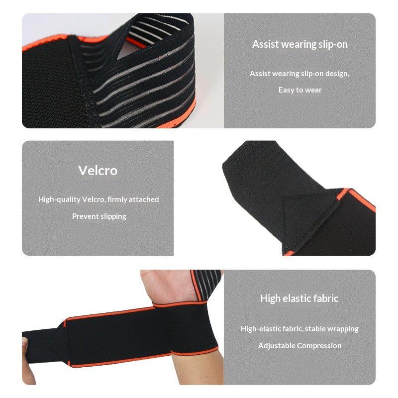 Elastic Nylon-Wrapped Fitness Wrist Strap - Support & Compression for Workout