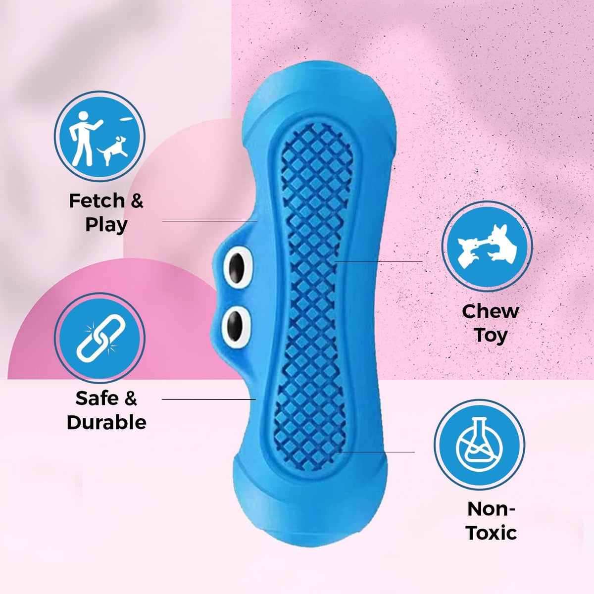 Dog Chew Toys Rubber Squeaky Monster Toy for All Breeds - Non Toxic, Durable, Blue