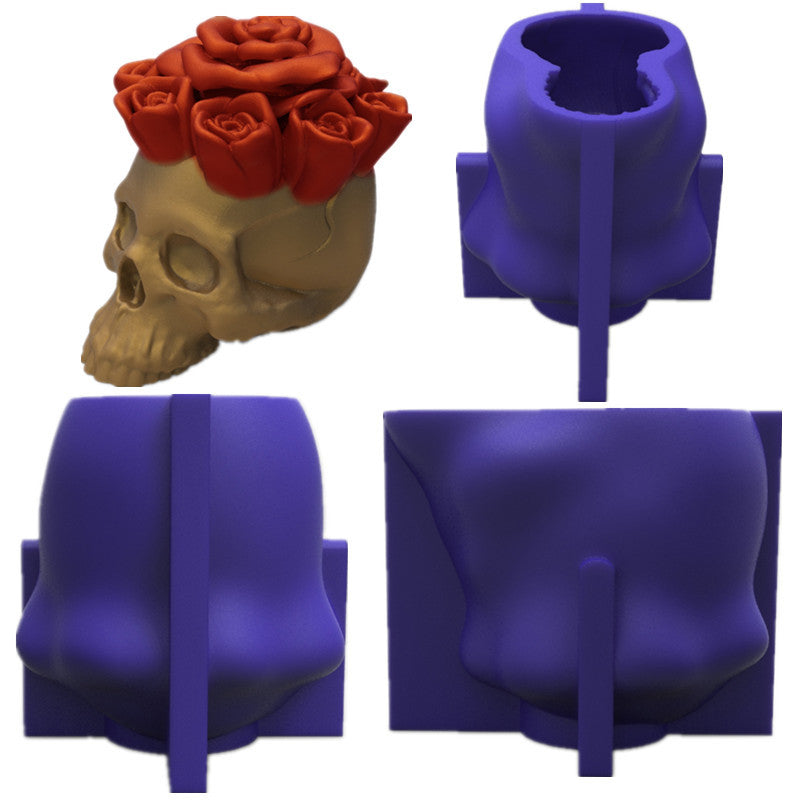 Blue Rose Skull Silicone Mold for Crafts and Decorations