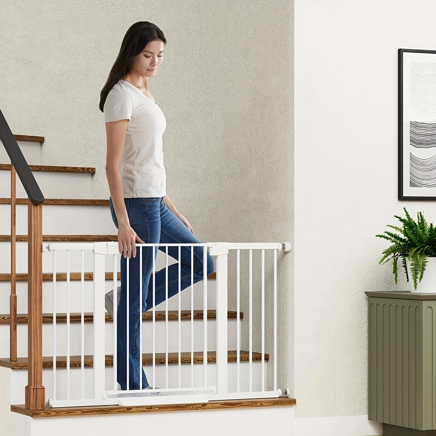 Baby and Dog Gate with Auto-Close Safety Barrier - Easy Install & One-Hand Operation
