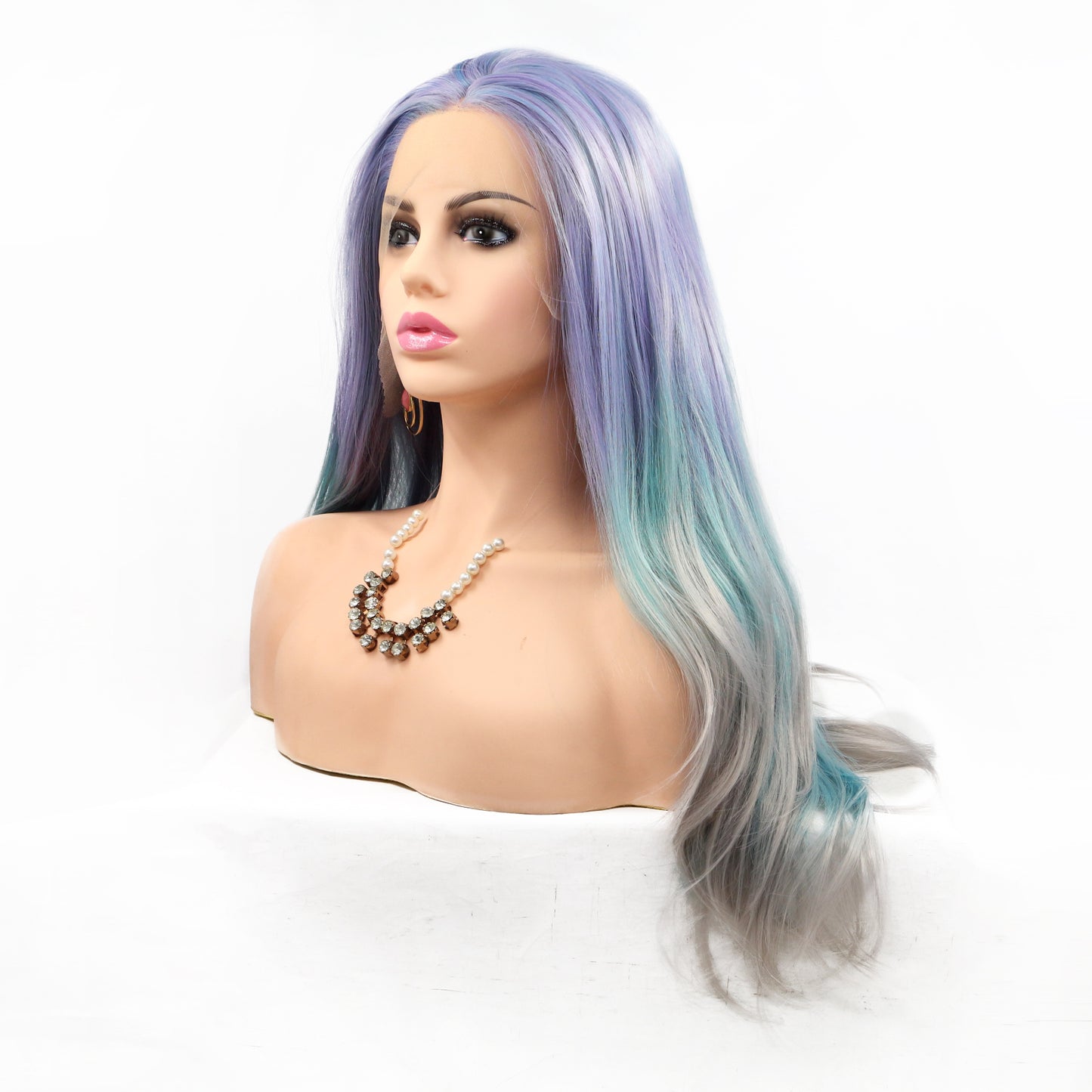 Women's Synthetic Wig with Lace Front & Long Straight Hair Cover - Multiple Colors