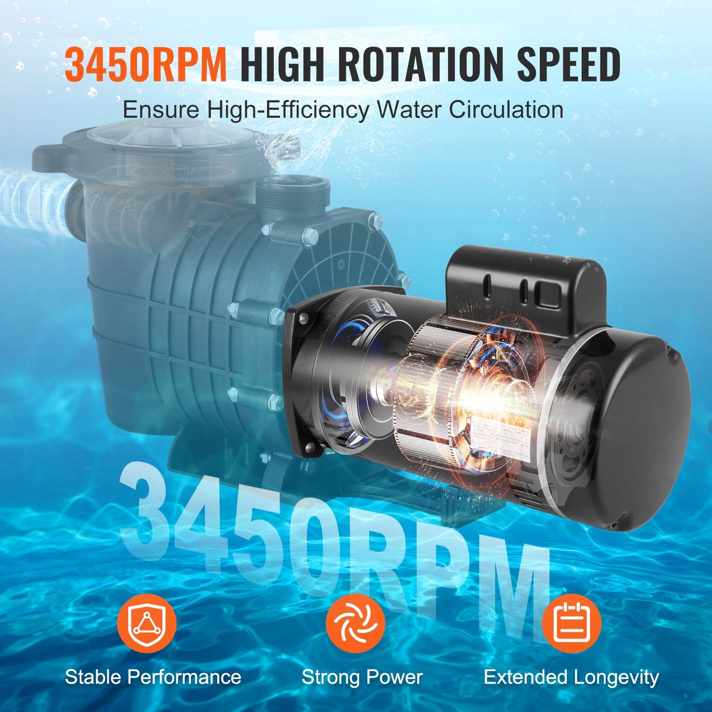2 HP Pool Pump Motor 56Y Frame 230V Replacement for Swimming Pools