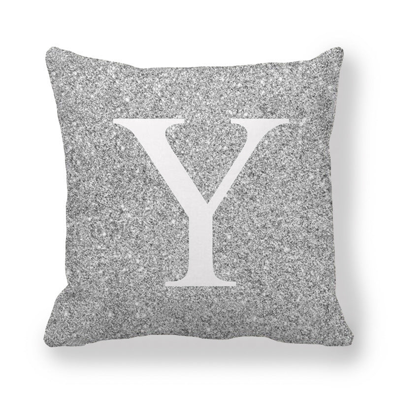 Gray Shading Encrypted English Letters Pillow Cover 45x45cm Fabric Home Decor