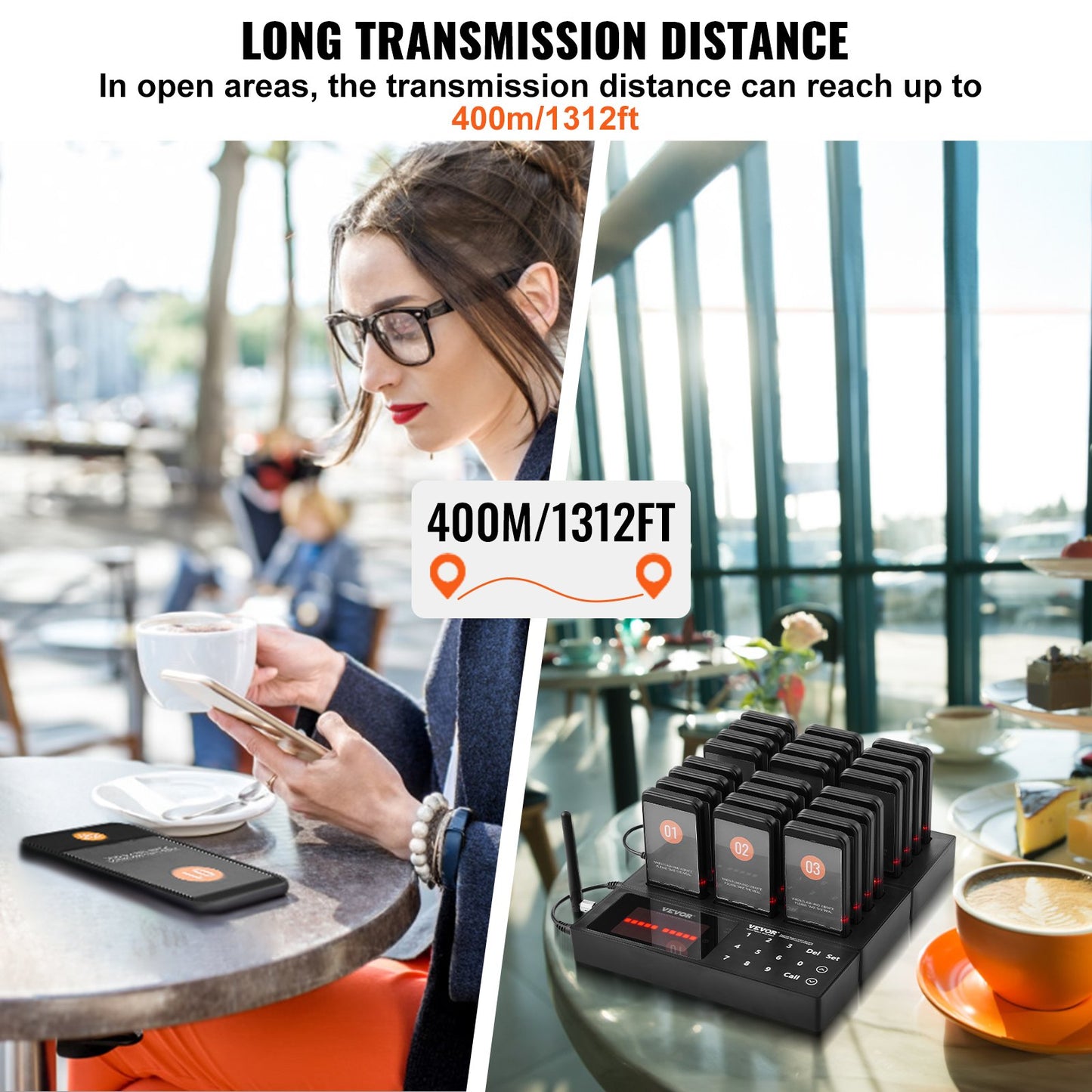 Wireless Restaurant Pager System - 24 Beepers with Vibration & Flashing