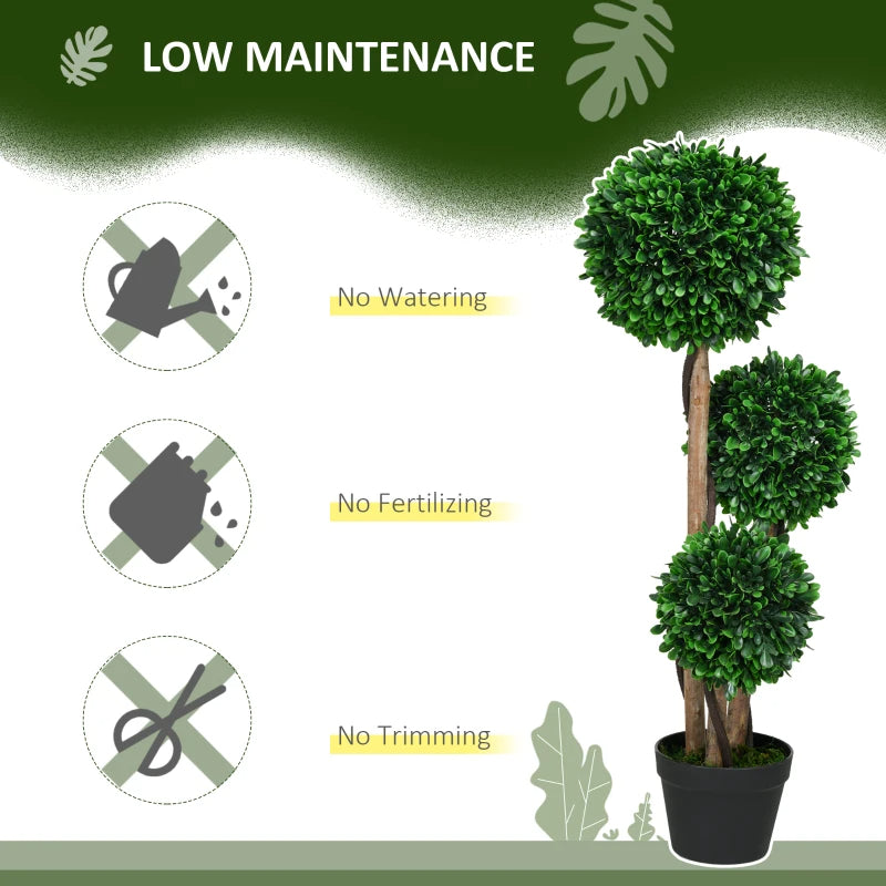 3ft Artificial Boxwood Tree with Sandalwood Leaves and Pot - Indoor Outdoor Topiary