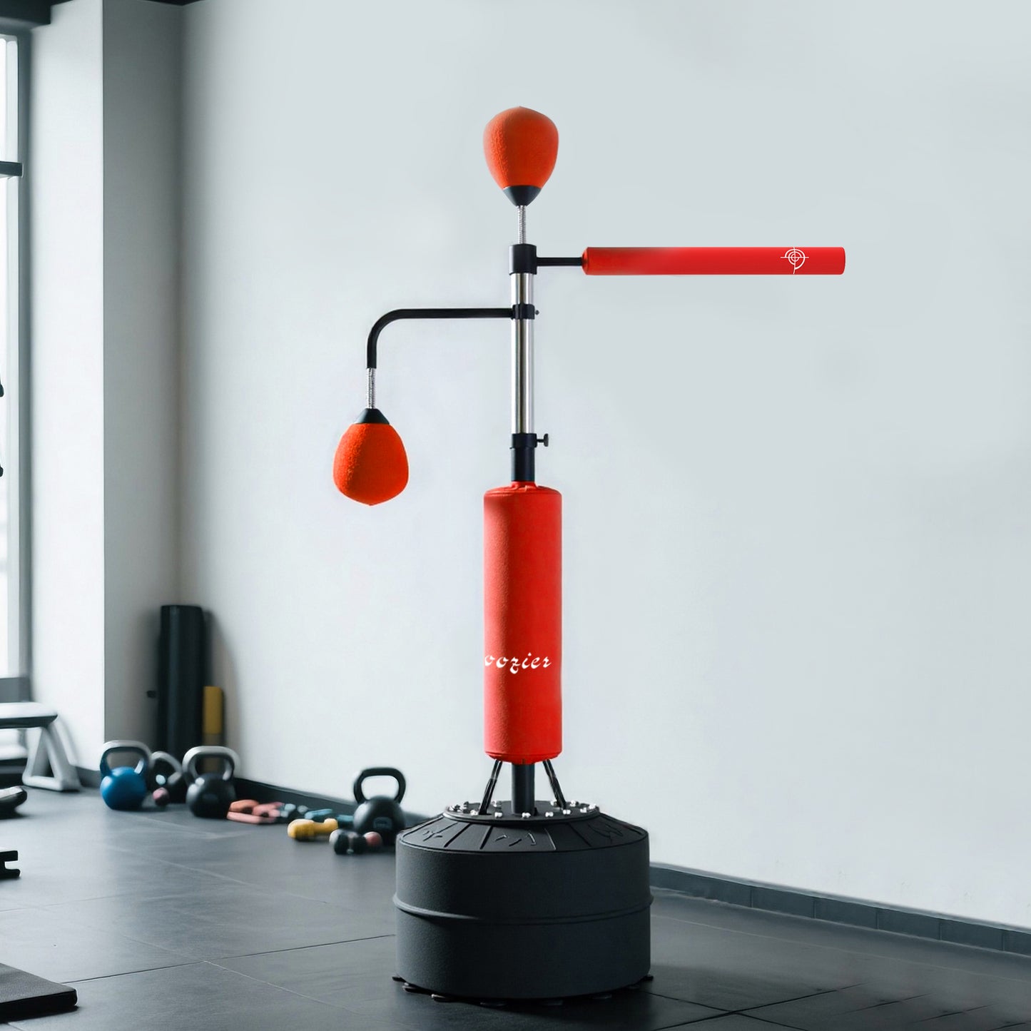 4-in-1 Boxing Punching Bag Stand with Speedballs & Adjustable Height - Red