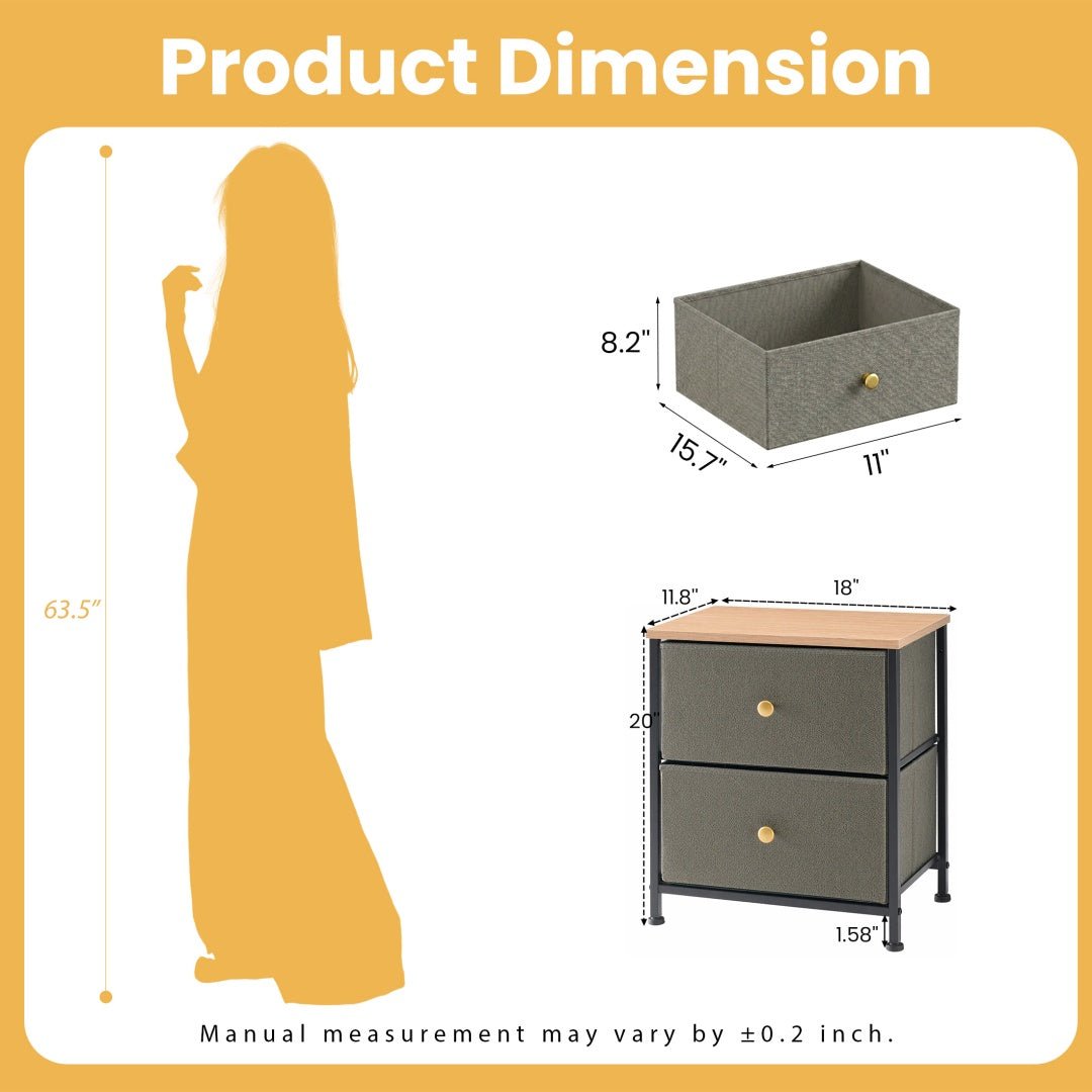 Double Drawer Bedside Table - Versatile Storage for Bedrooms & Living Rooms