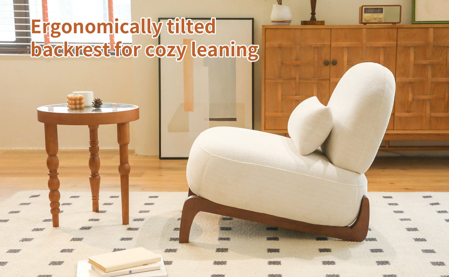 Cozy White Accent Chair with Solid Wood Legs - Set of 2