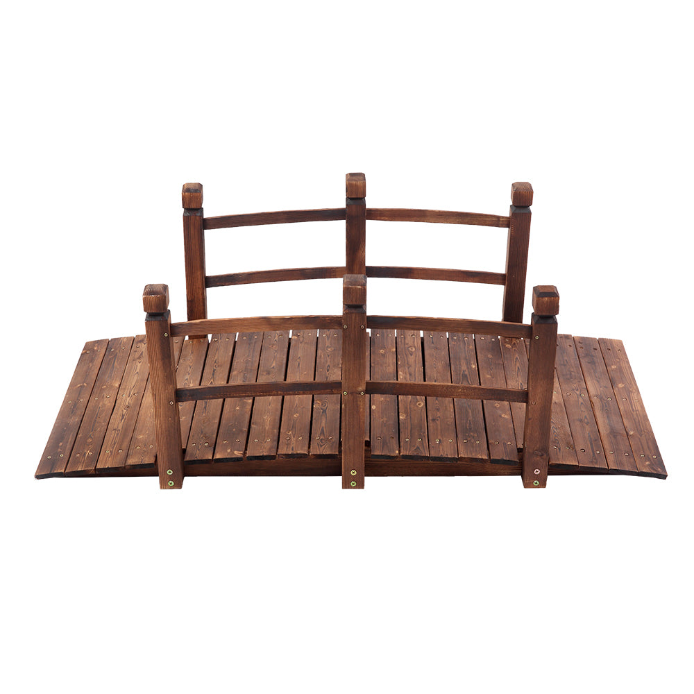 Wooden Garden Bridge Small Outdoor Landscape Bridge Carbonized Finish