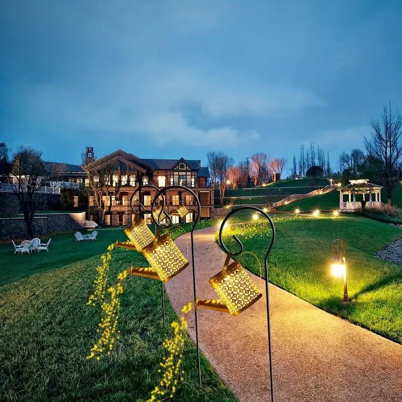2-Pack Solar Watering Can String Lights - Outdoor Garden Decor