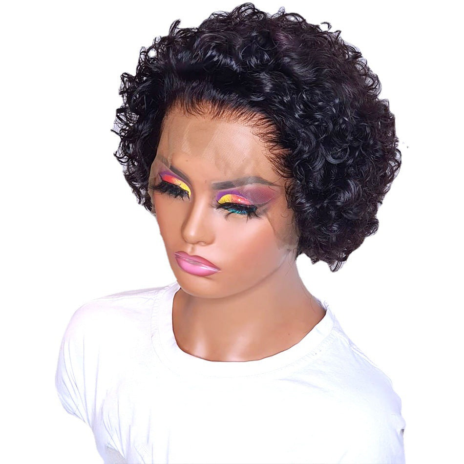 Real Hair Front Lace Wig for Women - Short Pixie Style, Color Variants