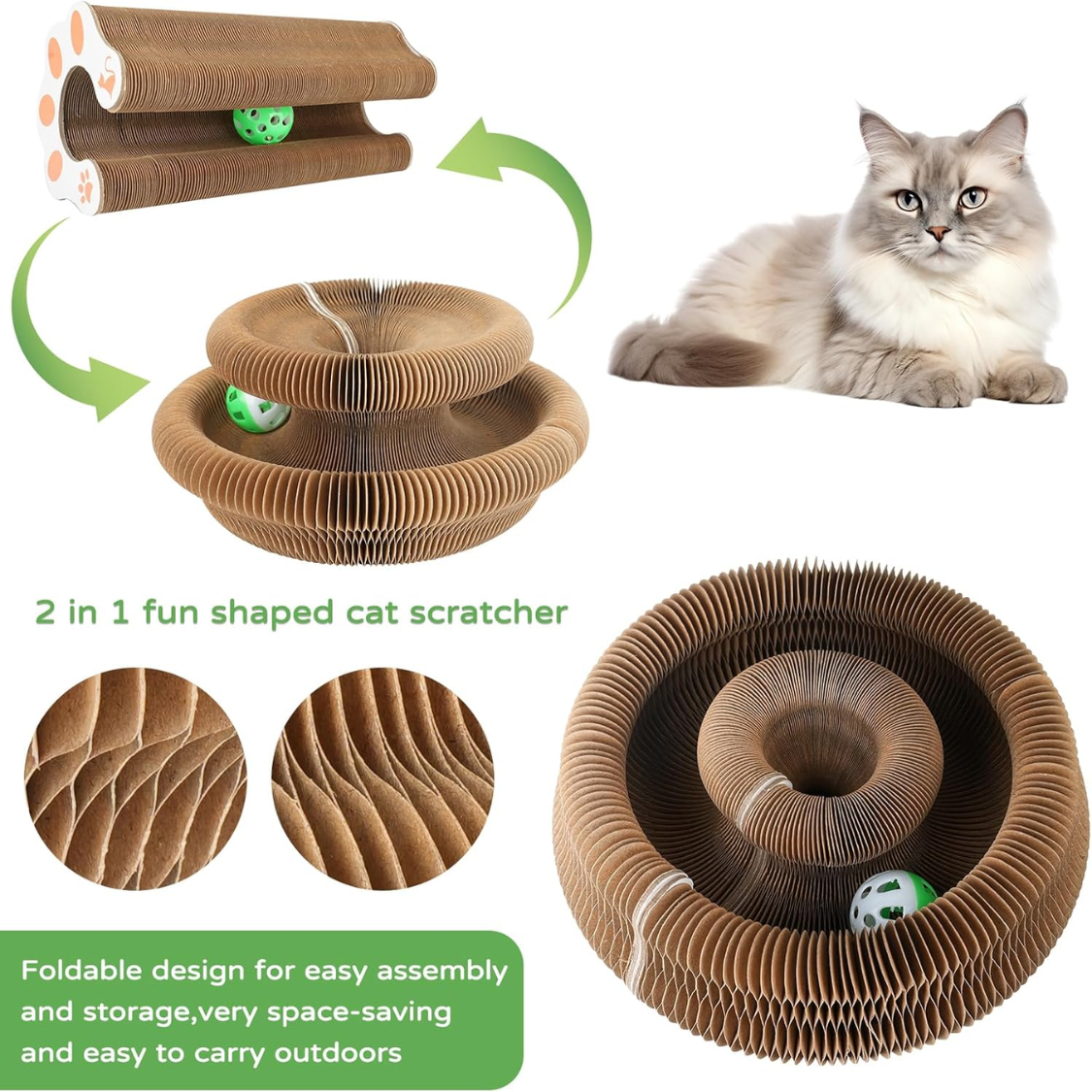 Interactive Cat Scratcher Toy for Indoor Cats - Brown