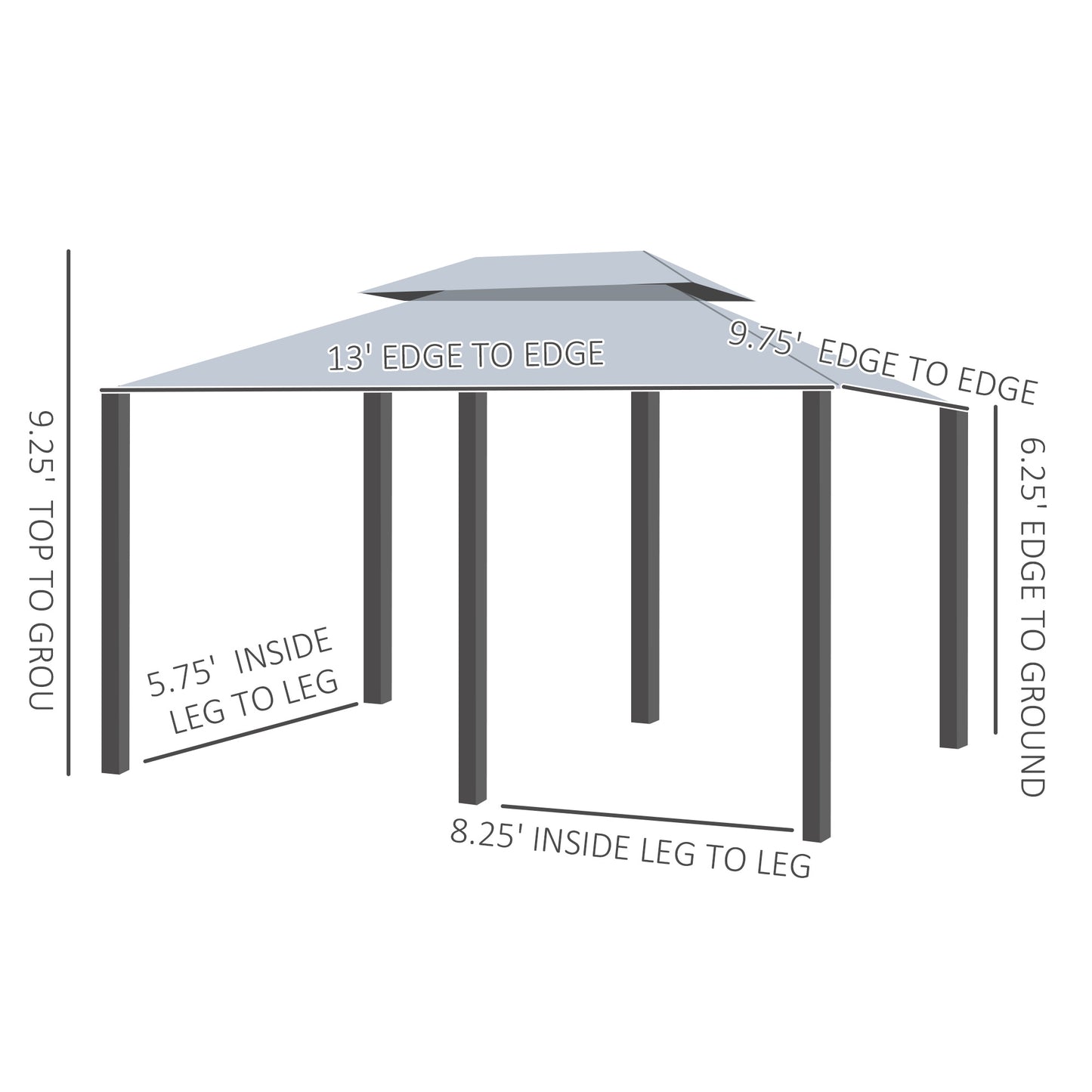 10' x 13' Outdoor Steel Frame Gazebo with Curtains - Gray