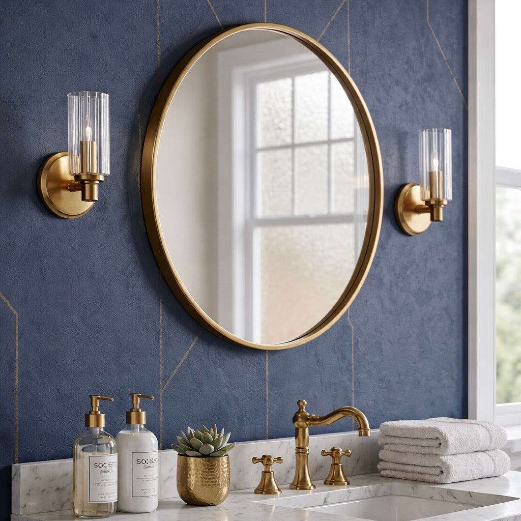 Jardin Single Light Wall Sconce With Clear Ribbed Glass - Satin Brass