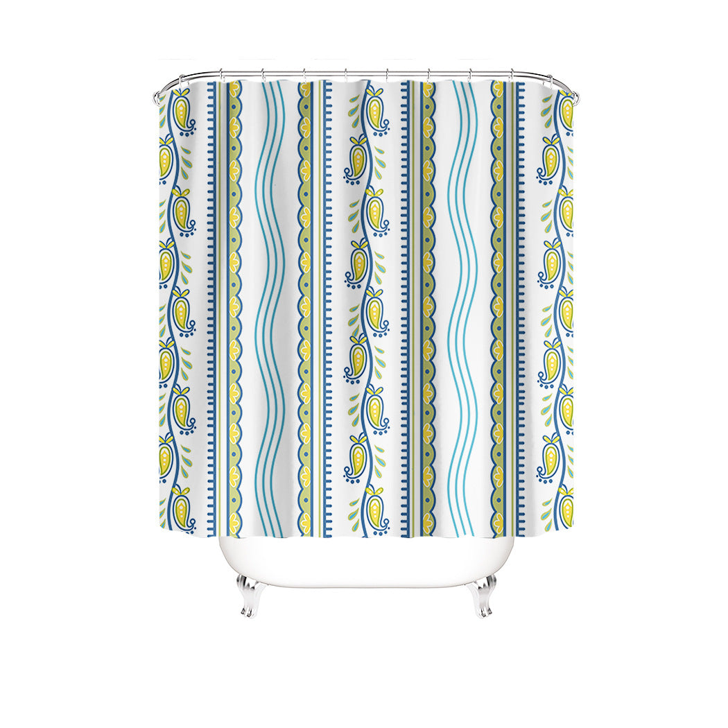 Bathroom Shower Curtain and Floor Mat Set - Polyester, Anti-slip, Modern Style