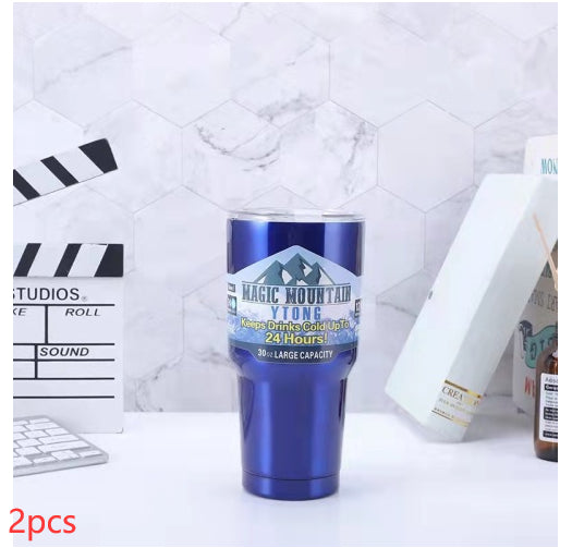 Large Capacity Stainless Steel Travel Insulated Car Mug with Straw & Brush
