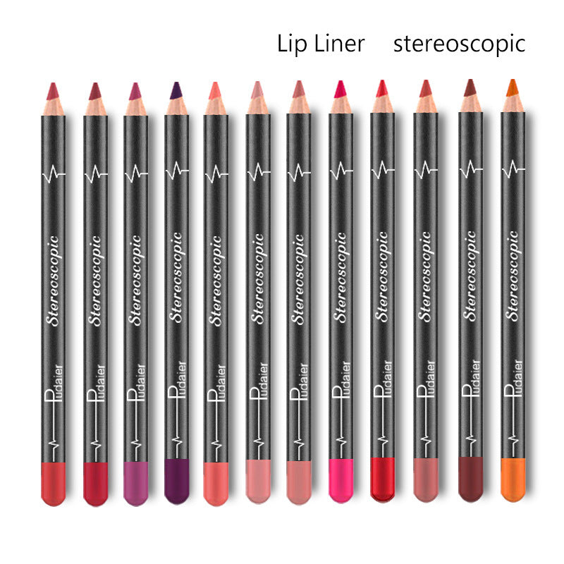 Waterproof Lip Liner Set - 12 Colors Smudge-Proof Makeup