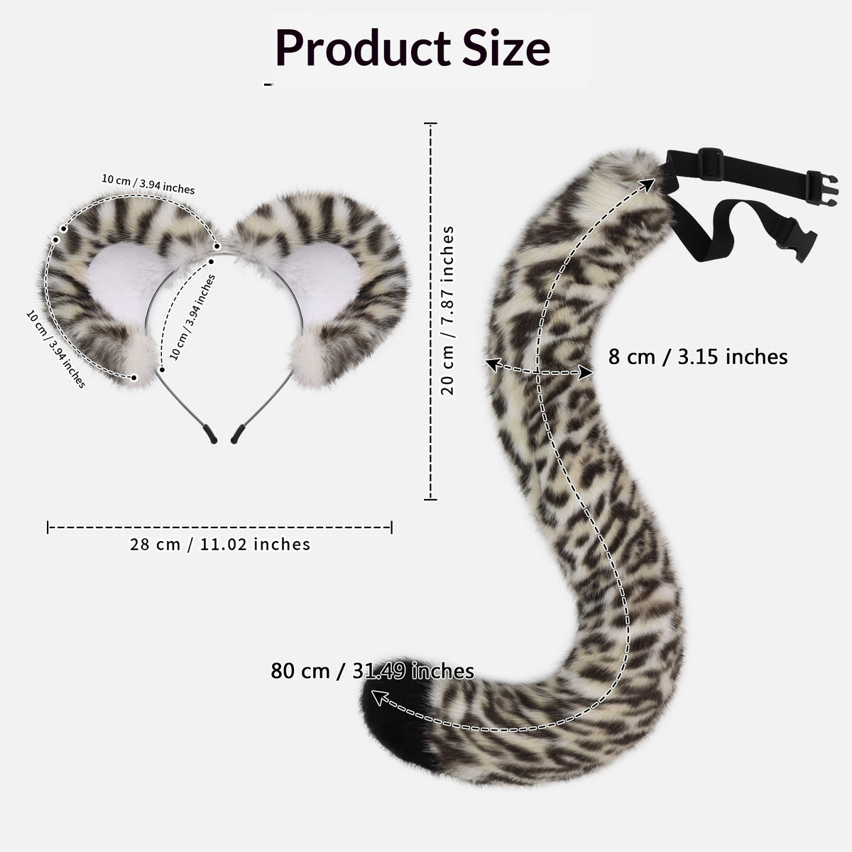 Animal Ears & Tail Costume Headpiece Set