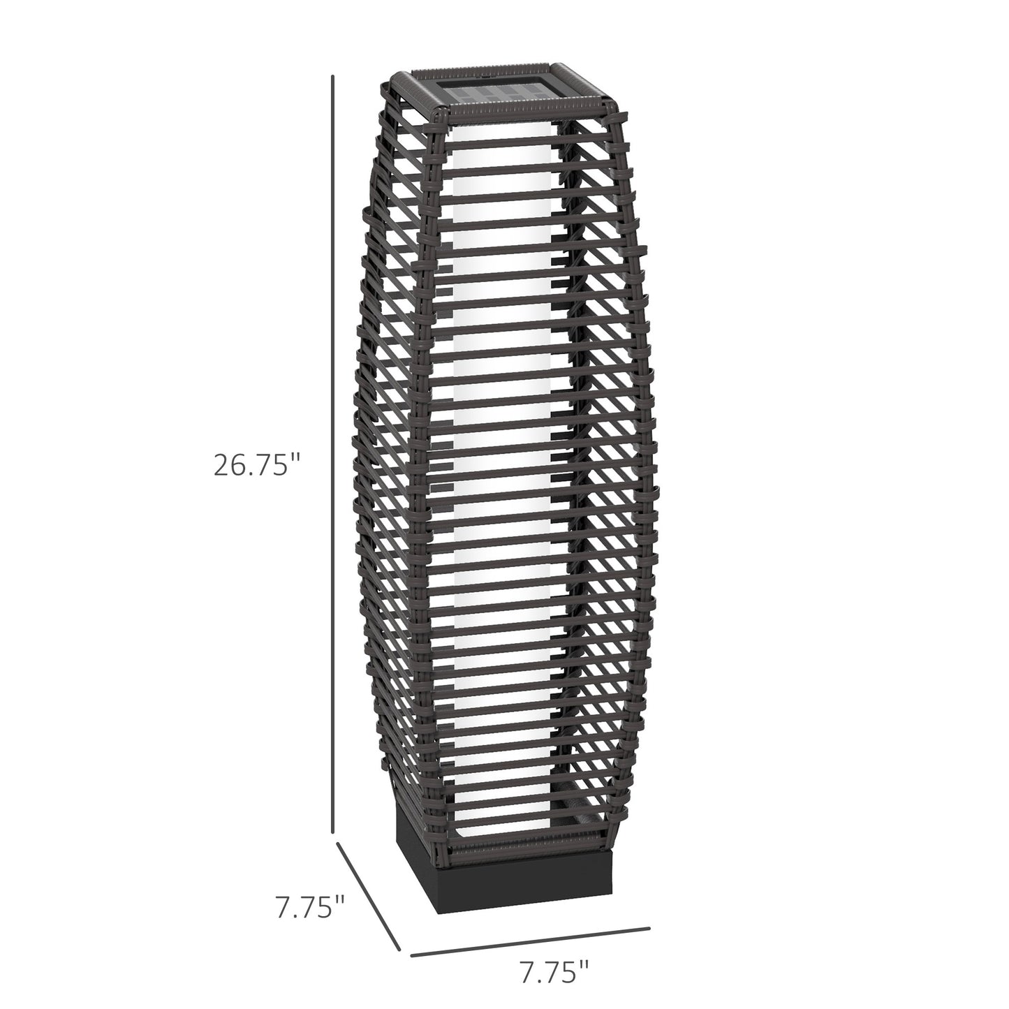 Outdoor Rattan Solar Floor Lamp - Gray Garden Lantern Light