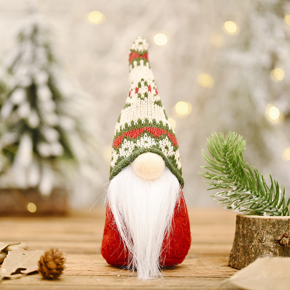 Christmas Forest Elderly Doll Ornament - Holiday Decorative Figurine