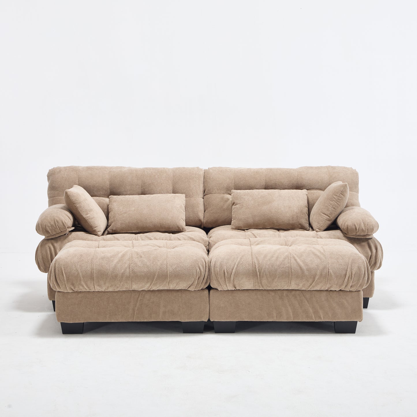 U Shaped Modular Sectional Sofa with Ottoman - Light Brown