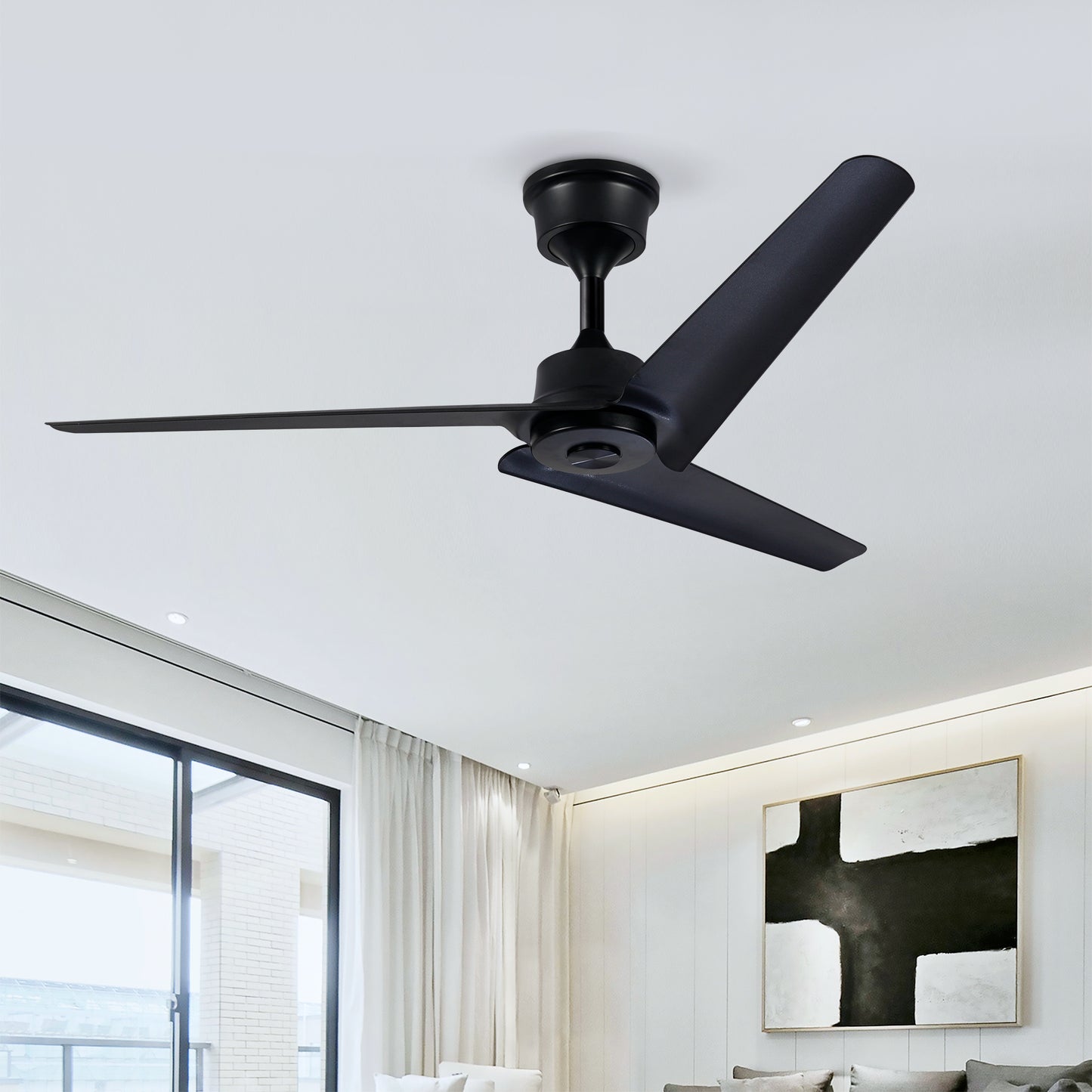 52-Inch Modern Ceiling Fan with Remote Control - Black