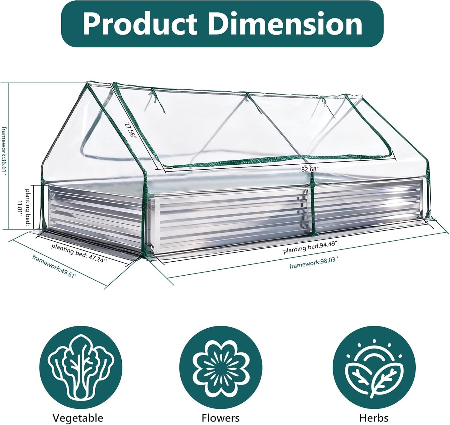 Greenhouse with Double Zipper Doors Waterproof UV Protection for Flowers, Vegetables & Herbs - Multiple Sizes