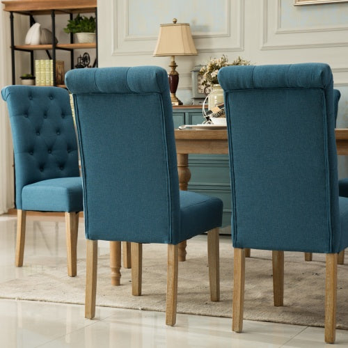 Tufted Solid Wood Dining Chair Set of 2 - Blue