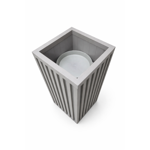 Square Grove Column Planter - Grey Brown Aluminum