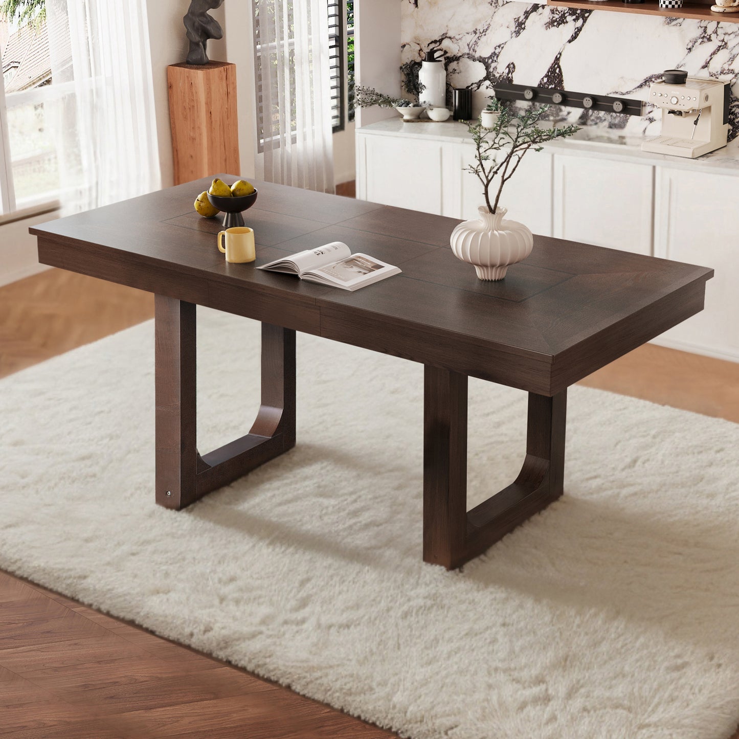 60 -78 Extendable Dining Table, Farmhouse Wooden Kitchen Table With
