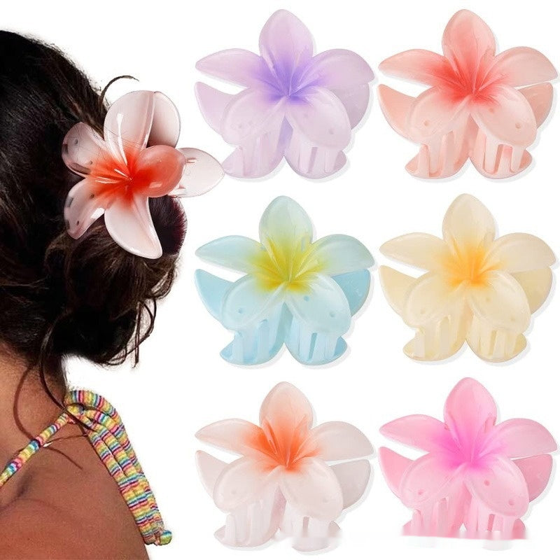 Flower Hair Clip with Egg Bauhinia Flower Back Spoon Grip - Multiple Colors