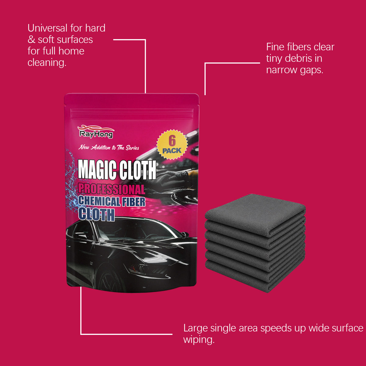 Magic Cloth No-Water Car Dust-Removal Wiping Towel 6 Pack