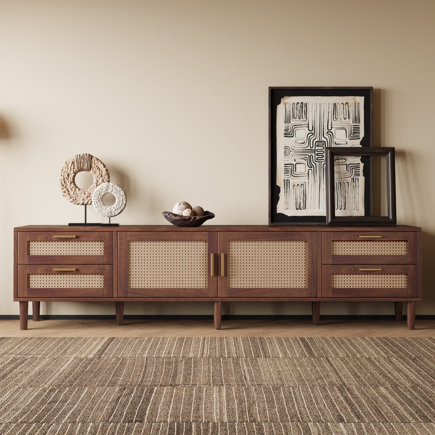 78 Inch TV Stand for 85 Inch TVs - Modern Media Console with 4 Drawers