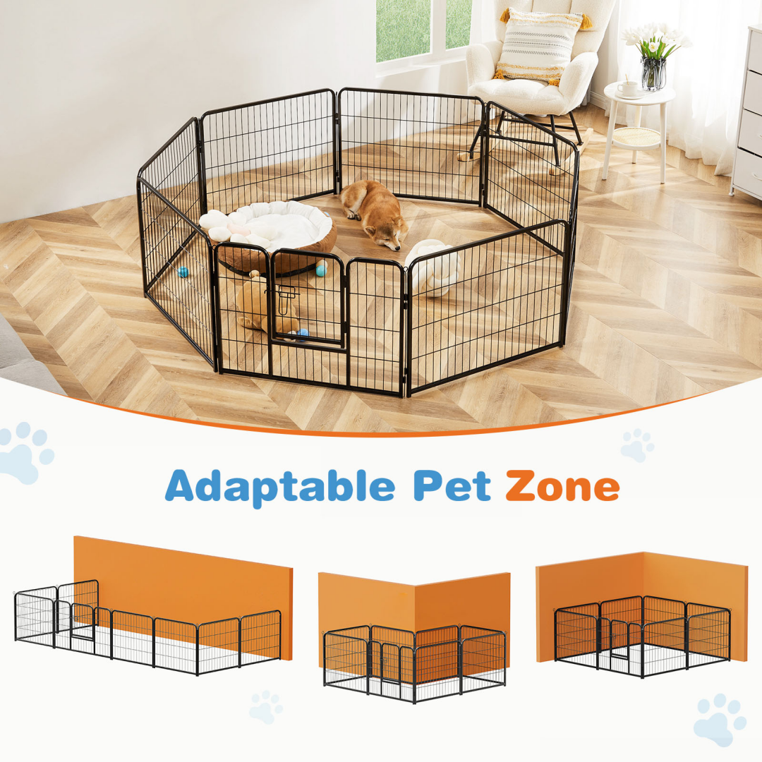 Indoor Outdoor Metal Dog Playpen Fence with Door - Multiple Sizes & Configurations