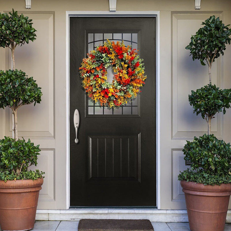 Eucalyptus Garland Spring Autumn Decor with Faux Flowers - 35cm & 45cm