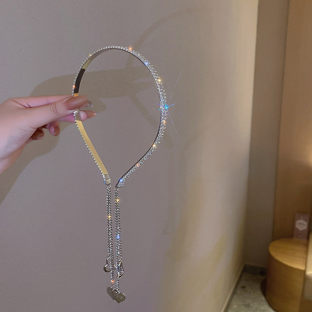 Women's Diamond Geometric Love Tassel Headband - Elegant Hair Accessory