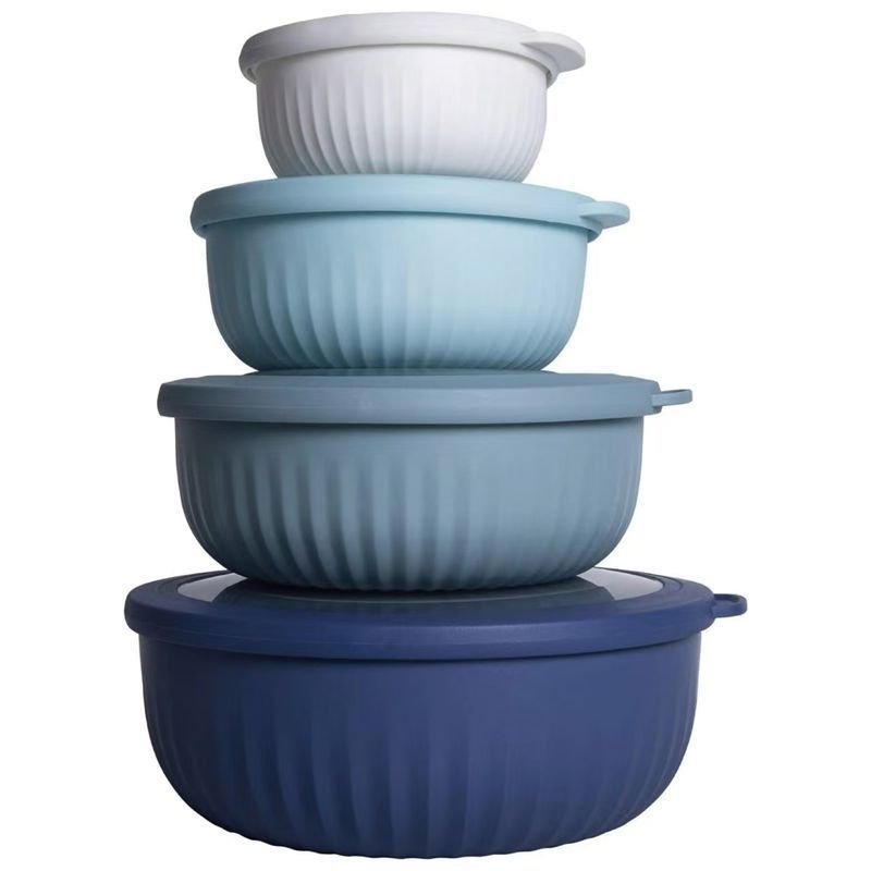 8-Piece Plastic Meal Bowl Set - Colorful Food Storage Bowls for Kitchen