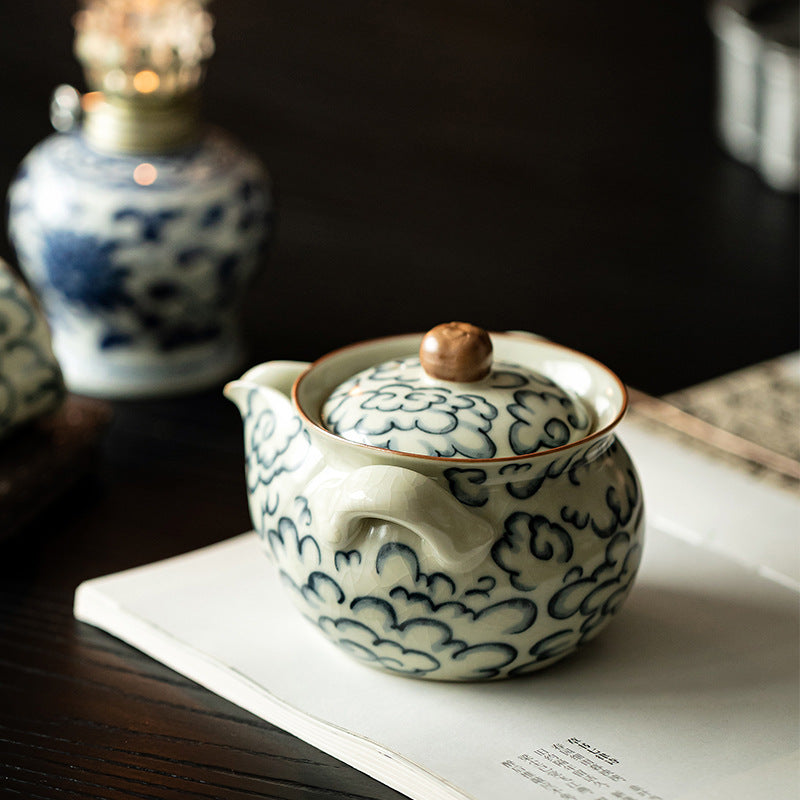 Antique Ceramic Xiangyun Teapot Not Hot - Retro Style Kitchen Drinkware