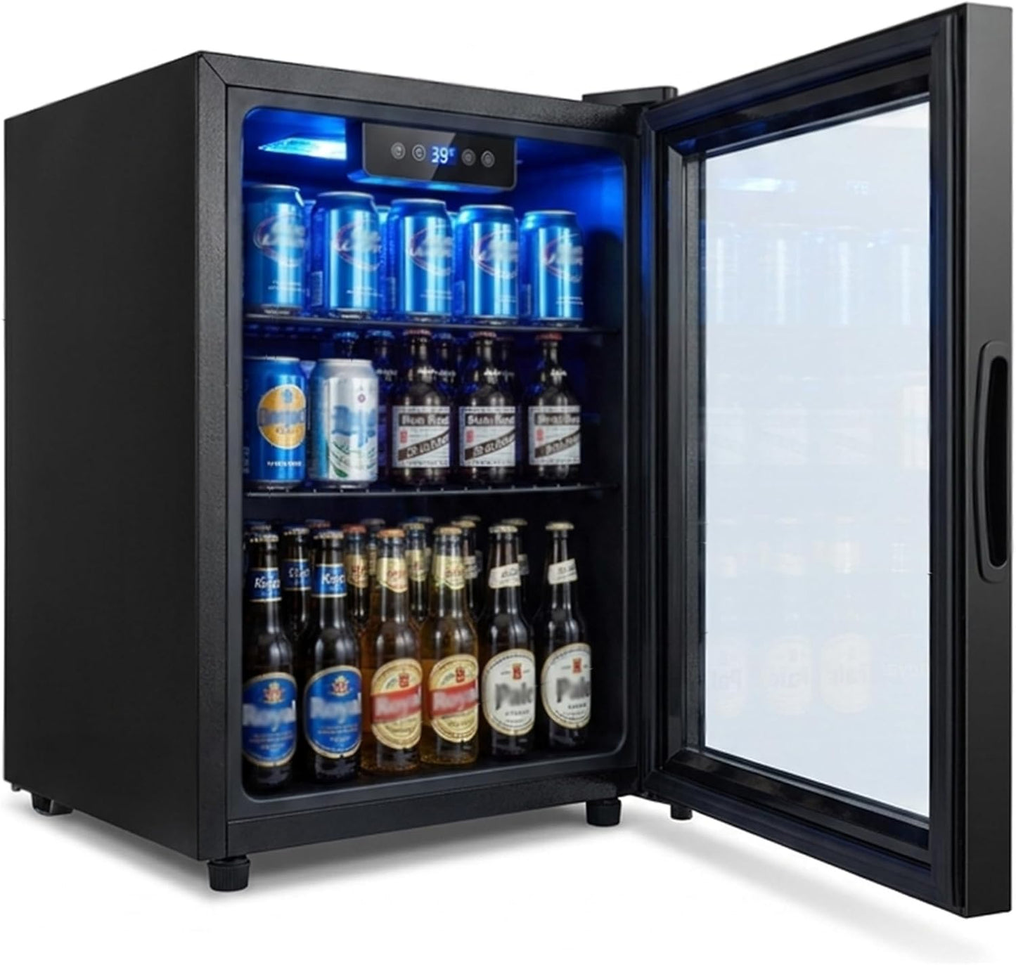 1.8 Cu Ft Beverage Refrigerator, 70 Can Mini Fridge With Glass Door,