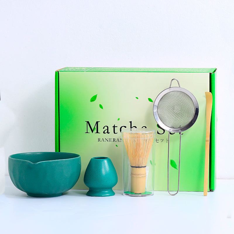 Japanese Tea Ceremony Set with Matcha Bowls & Whisks - Multiple Colors
