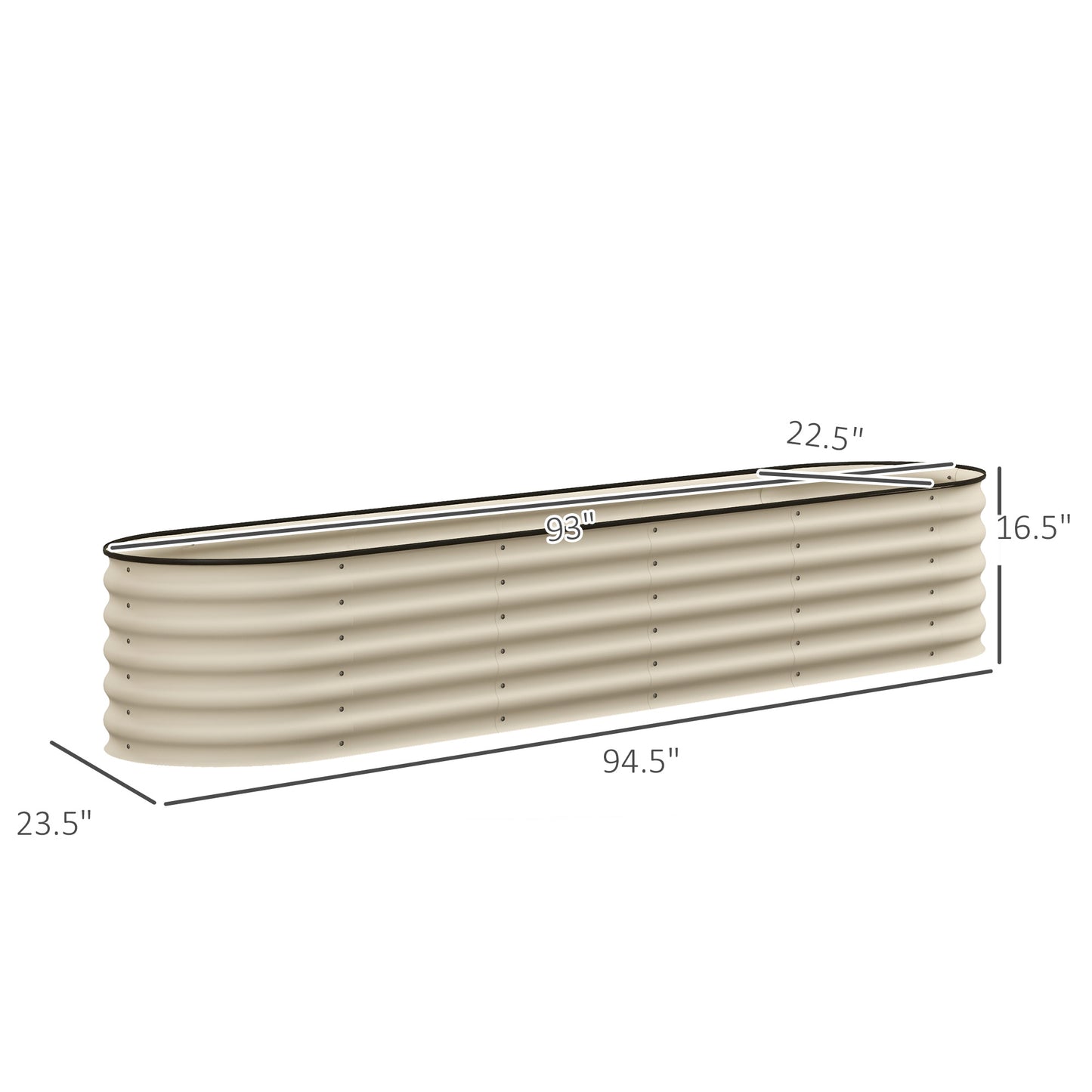 Galvanized Raised Garden Bed Kit - Metal Planter Box with Safety Edging, Cream