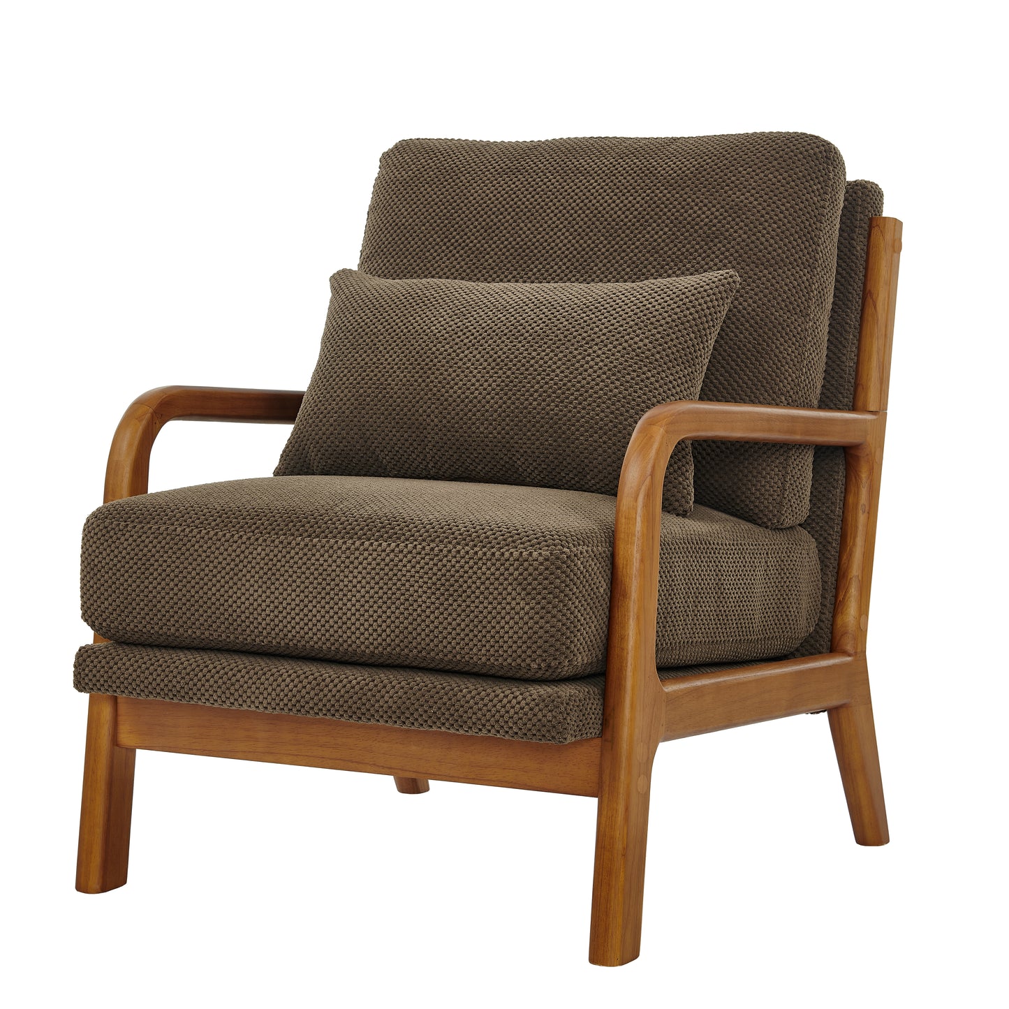 Mid-Century Modern Wooden Lounge Chair - Coffee Upholstery