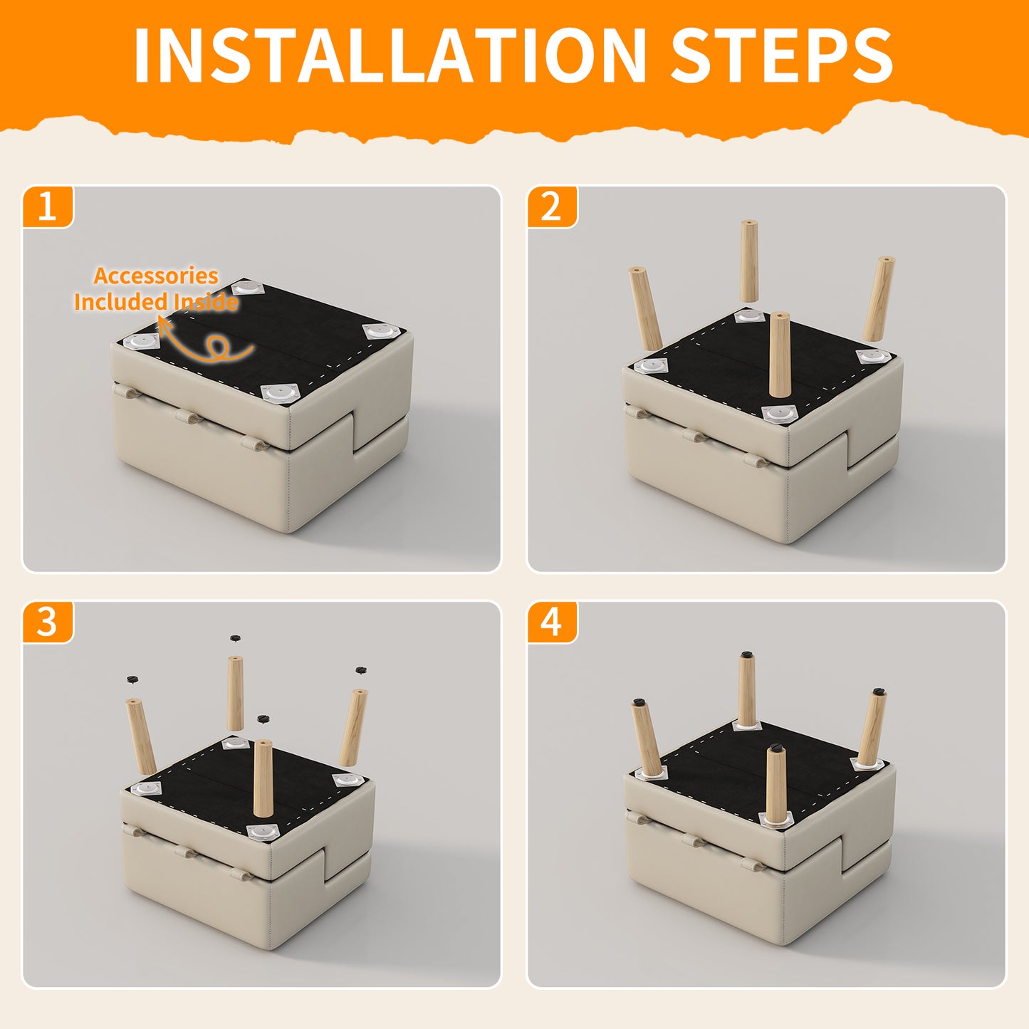 Foldable 4-Step Dog & Pet Stairs Ramp for Sofa Bed - Support Up To 220lbs