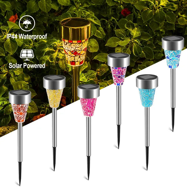 Multicolor Solar Garden Pathway Lights Outdoor Waterproof Landscape Lamps - 6 Pack