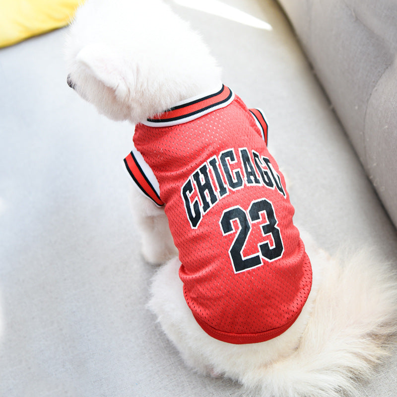 Large Mesh Basketball Dog Vest - Summer Pet Clothes for Active Dogs