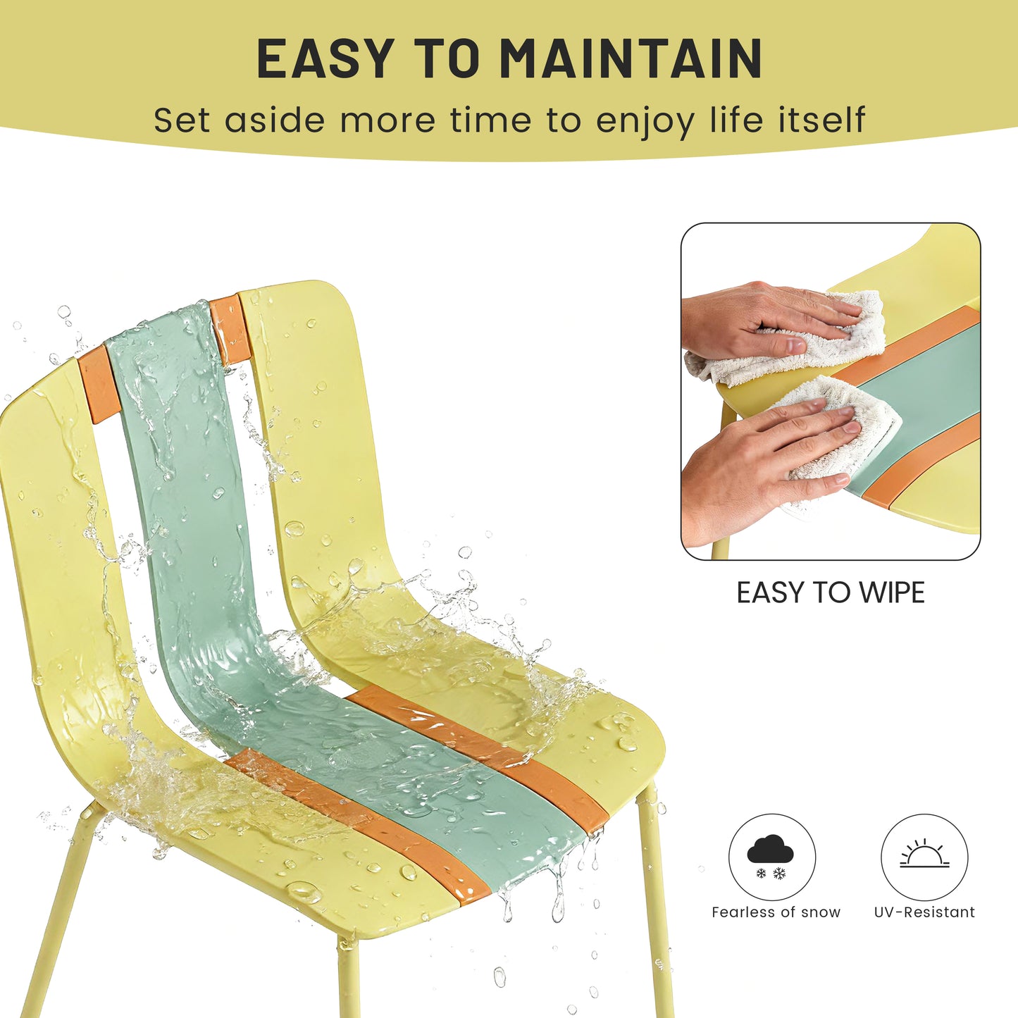 4-Pack Modern Striped Color Block Chairs - Indoor/Outdoor Seating