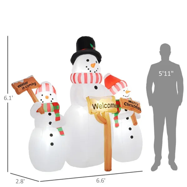 Inflatable Christmas Snowman Decoration with LED Lights
