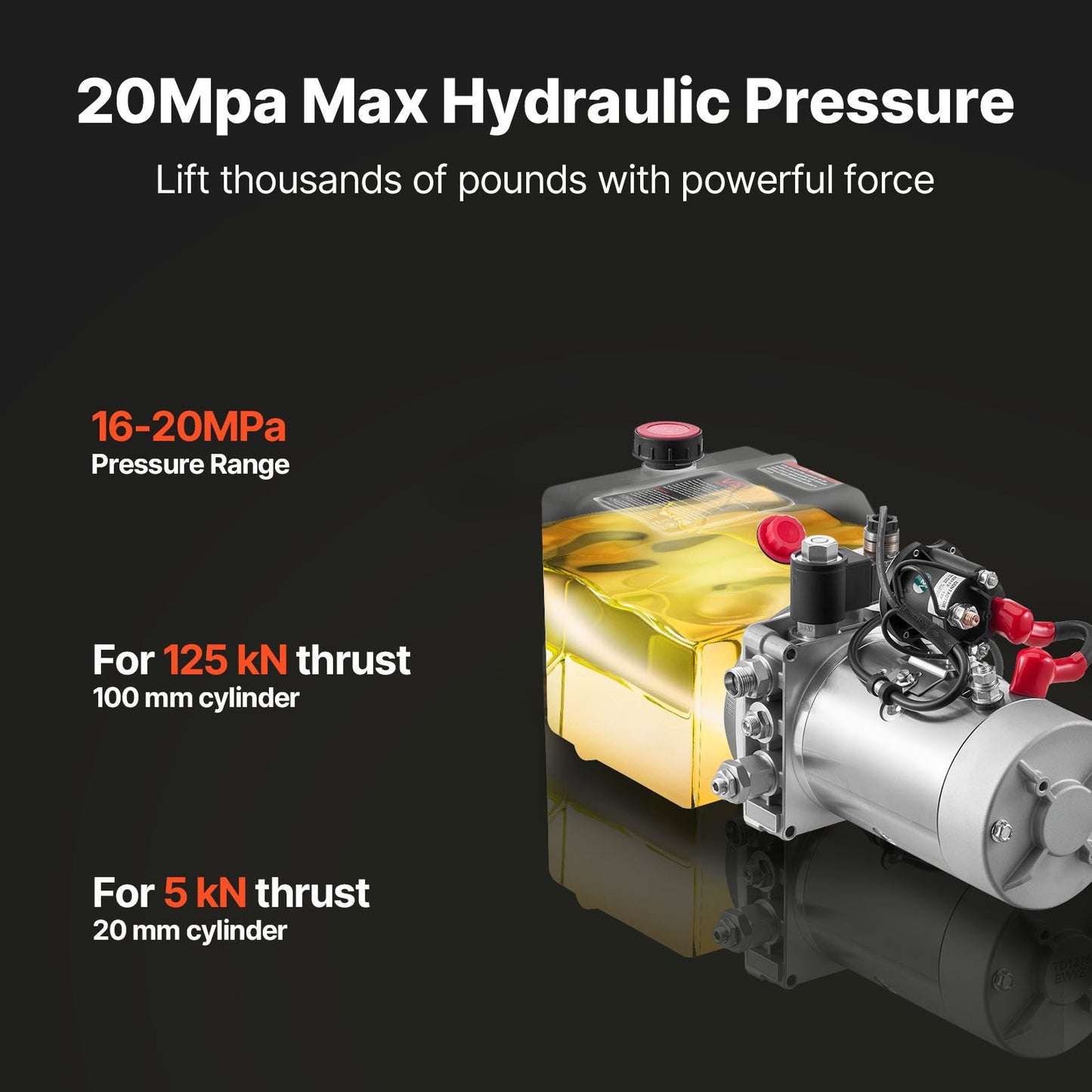 4 Quart Hydraulic Power Unit with Metal Reservoir - 3200 PSI Pump for Dump & Lifting