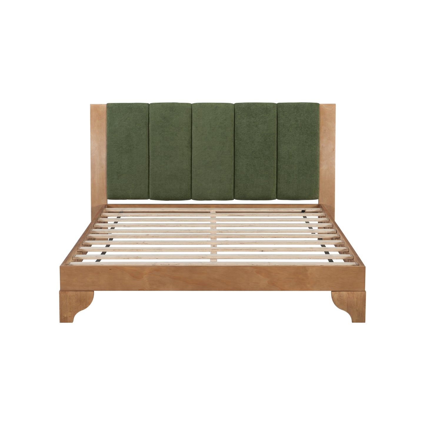 Queen Size Bed Frame with Headboard - Premium Pine Wood, Green