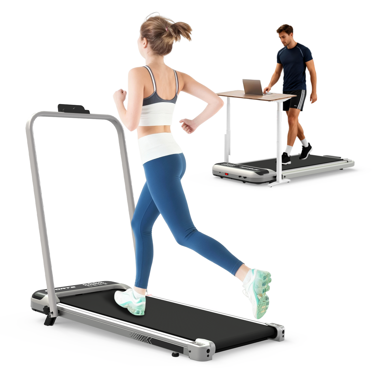 3 in 1 Foldable Under Desk Treadmill with Incline & LED Display